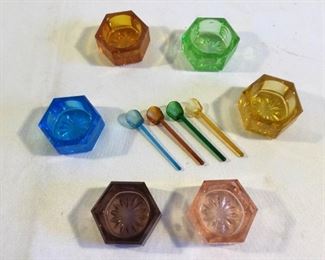 Vintage Colored Glass Salt Cellars (10Pcs) https://ctbids.com/#!/description/share/209653