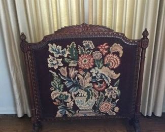 Antique Wood and Needlepoint Fire Screen https://ctbids.com/#!/description/share/209775