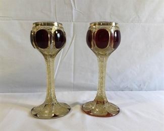 Antique Moser Crystal Goblets 2 Piece Set https://ctbids.com/#!/description/share/209658 