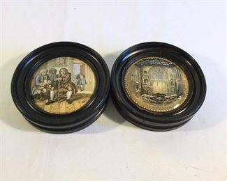 Antique 19th Century Prattware Pot Lids English 2 Piece     https://ctbids.com/#!/description/share/209679