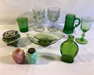 Vintage Dr. Fisch's Bitters Bottle & green glass set (10Pcs)   https://ctbids.com/#!/description/share/209802