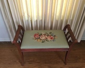 Antique Wood and Needlepoint Bench  https://ctbids.com/#!/description/share/209740