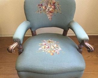 Antique Needlepoint & Wood Chair https://ctbids.com/#!/description/share/209633