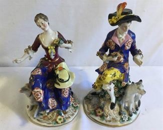 Antique Chelsea Figurines w/ Gold Anchor (2Pcs) https://ctbids.com/#!/description/share/209697