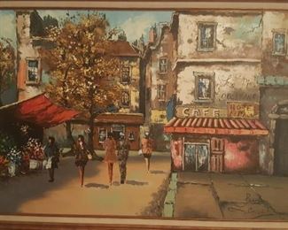 Impressionist French artist Louis Charles Basset (Born1948) Acrylic Oil on Canvas Painting "Paris"