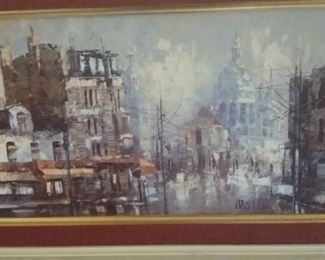 OIL on CANVAS "PARIS STREET SCENE" signed MORI