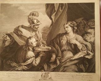 1764 Boydell engraving of Luca Giordano painting "SOPHIA ACCEPTING THE NUPTIAL PRESENT"