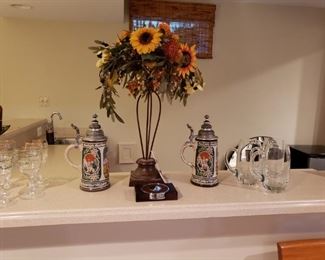 63 Steins Glassware Floral Decor