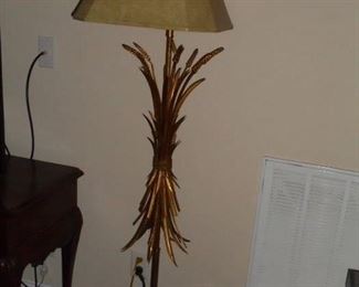 Floor lamp wheat stalks & marble base