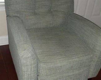 Gray/green fabric recliner no rips or stains