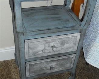 2 drawer factory antique blue nite stand