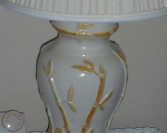 White porcelain lamp w/bamboo motif