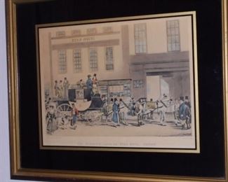 Matted & framed 'The Blen Heim, Leaving the Star Hotel, Oxford' painted by G.Havell England engraved by E.J.Havell