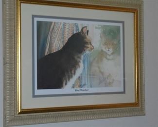 Matted & framed 'Bird Watcher' picture signed by Shirley Jeter & #ed 212/2100