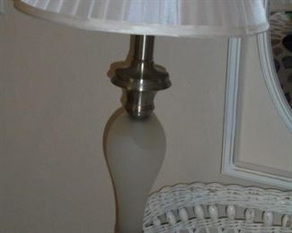 Silver table lamp w'white shade