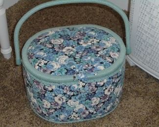 Aqua flower sewing basket