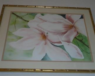 Matted & framed 'Lily' picture signed Baldwin 82