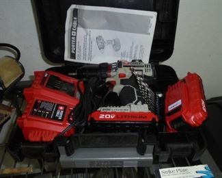 Porter Cable electric drill in case w/charger & 2 lithium batteries