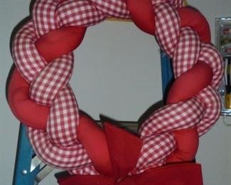 Red fabric Christmas wreath