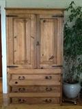 Rustic Pine Armoire/Entertainment Center with Iron accents