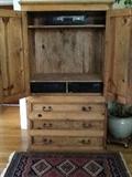 Rustic Pine Armoire/Entertainment Center (opened)  
Area Rug 2'4" X 4'7"