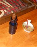 Blue bottle stamped "Bromo Seltzer-Emerson Co.-Baltimore, MD", Vintage bottle Aidee's Fragrance of Scotch Heather