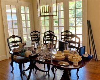 Hepplewhite dining table and 6 ladder back chairs