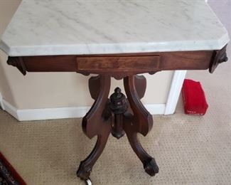 One of Three Marble Top Antique Tables 