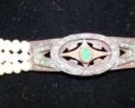 S.S. & 18k Pearl Bracelet w/ Emerald