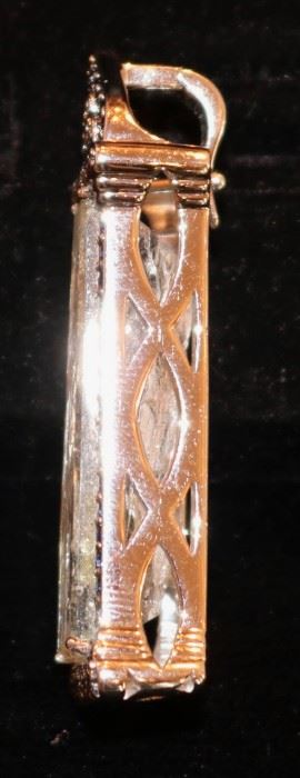 18k Rock Crystal Pendant w/ Sapphires & Diamonds