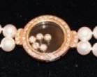18k Pearl Bracelet w/ "Floating" Diamond Face