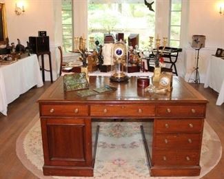 George III partners desk, lap desks, clocks, bronzes