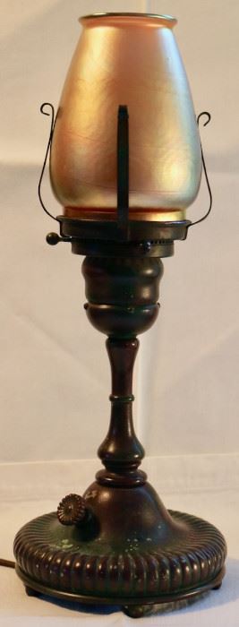 Tiffany Studios signed base, possible Steuben shade (selling the shade seperate)