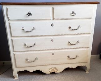 Ethan Allen natural top finish five drawer f. p. chest