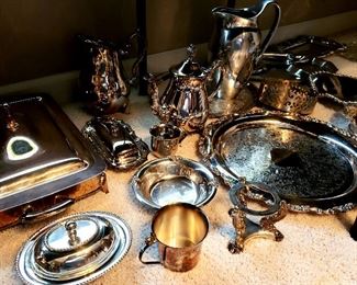 Many pieces silver plate pieces
