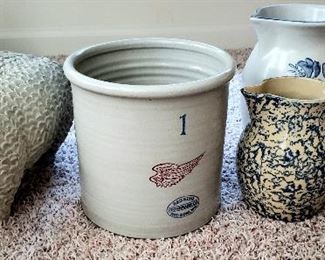 Cement sheep, Red Wing 1 gallon crock, spatter ware etc.