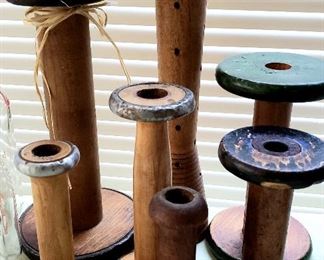 Wood spools used on antique looms