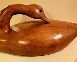 18" carved wood goose
