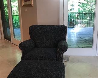 Navy Chair & Matching Ottoman