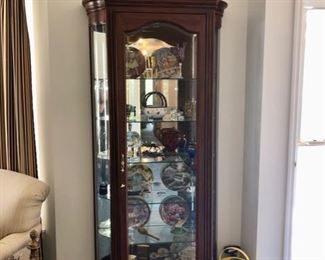 Tall curio cabinet & collectibles 