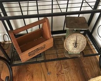 Vintage scale and wooden box