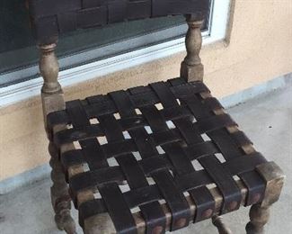 Originated from Spain Heavy Wood Chairs are Woven Leather Seats Six