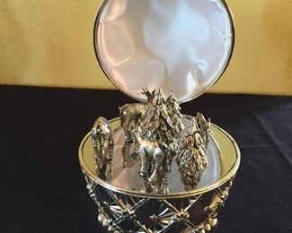 Wallace Egg Shaped Music Box Forrest and Animals