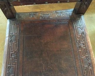 Peruvian Barley Twist Dining/Side Chairs.  Each Chair is Uniquely Carved in Front as well as in Back.  Each Depicting a Different Story.  There are Six of these Items.