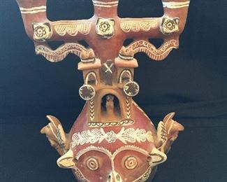 Peruvian Clay Pottery Candle Stand