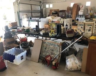Abundant Garage Items, Washer & Dryer, Household Fixtures