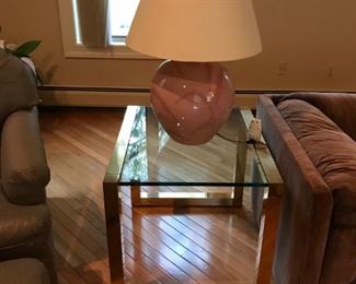 A "Parable of Tales" Solid Brass and Beveled Glass Side Table