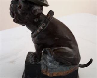 Vintage cast iron "Ole Puffer" 5 cent cigar bank. Works.