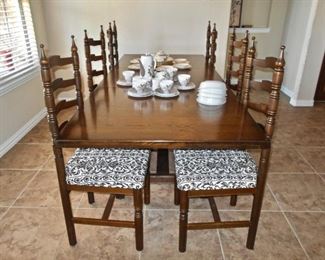 FARM-STYLE TABLE WITH LADDER BACK CHAIRS