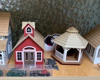 Many HO Scale train set buildings